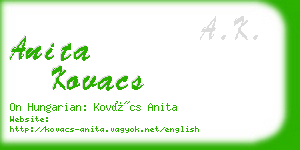 anita kovacs business card